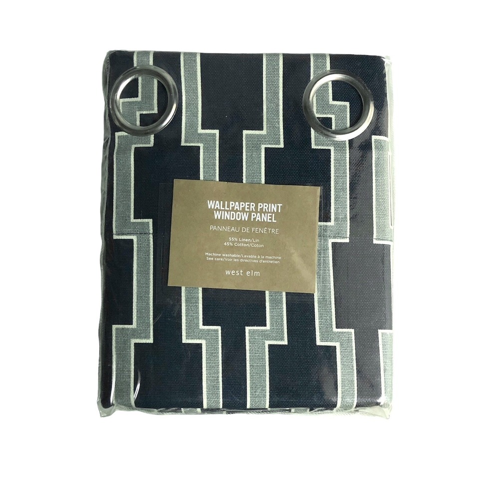 West Elm Wallpaper Print Window‎ Panel Linen Cotton 48x96